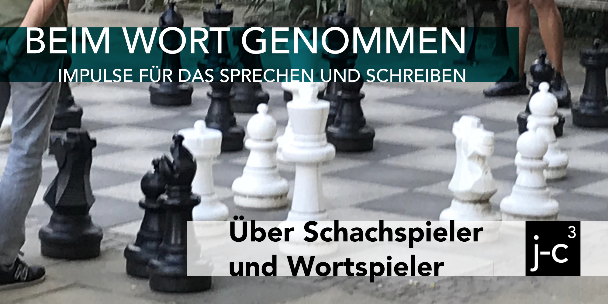 Titelbild Rubrik „Beim Wort genommen“ für Beitrag „Über Schachspieler und Wortspieler“
